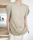 パフスリーブ Tシャツレディース 無地 ラウンドネック 半袖 カットソー 大人かわいい プルオーバー シンプル シャツブラウス 着やせ AMYX-86029