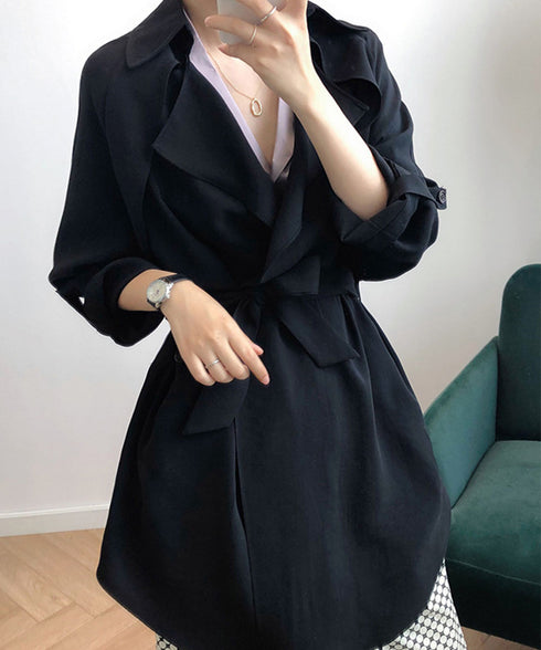 韓国 トレンチコート ハーフ丈レディース 秋服コーディガン 薄手 ライトアウター 高みえ おしゃれ ウエストベルト トップス30代40代50代 AMYX-86035