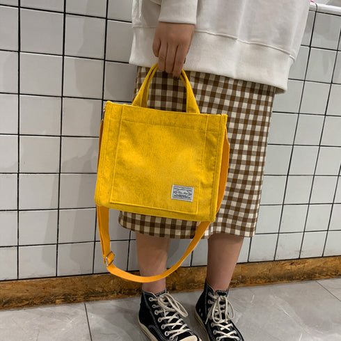 コーデュロイ ミニトートバッグ 3way スクエア ショルダーバッグ コンパクト 肩掛けバッグ 大人可愛い 斜め掛けバッグ お出かけ ミニマザーズバック 全5色 TZM-275