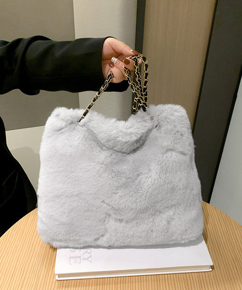 ファーバッグ 大容量 チェーンバッグ韓国 ふわふわトートバッグ レディース 軽量バッグ おしゃれ ワンショルダーバッグ エコファー 秋冬バッグ 肩掛けカバン 大人 TZM-298
