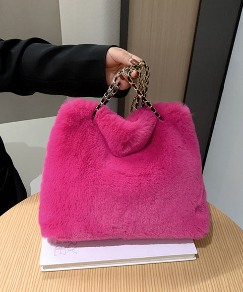 ファーバッグ 大容量 チェーンバッグ韓国 ふわふわトートバッグ レディース 軽量バッグ おしゃれ ワンショルダーバッグ エコファー 秋冬バッグ 肩掛けカバン 大人 TZM-298