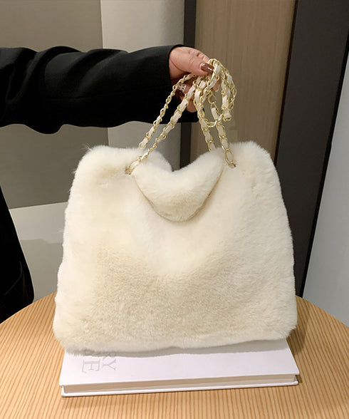 ファーバッグ 大容量 チェーンバッグ韓国 ふわふわトートバッグ レディース 軽量バッグ おしゃれ ワンショルダーバッグ エコファー 秋冬バッグ 肩掛けカバン 大人 TZM-298