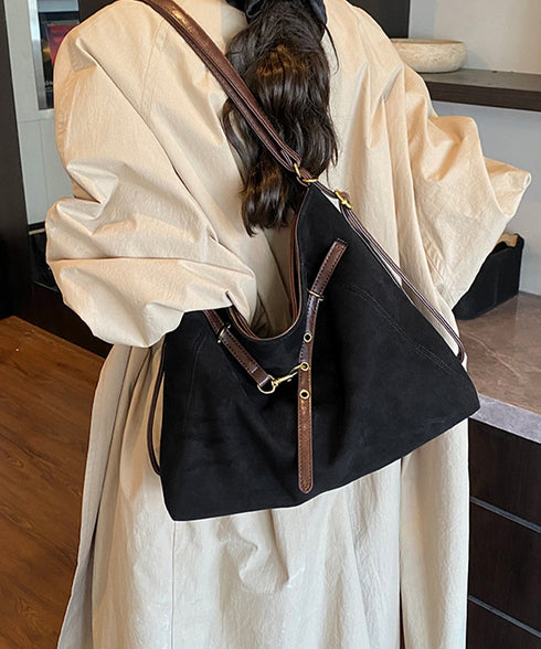 トートバッグ スエード調ショルダーバッグ レディース 大容量 秋冬斜めがけバッグ ベルトモチーフ 3WAYバッグ 通勤通学 リュックサック a4対応 大きめかばん TZM-329