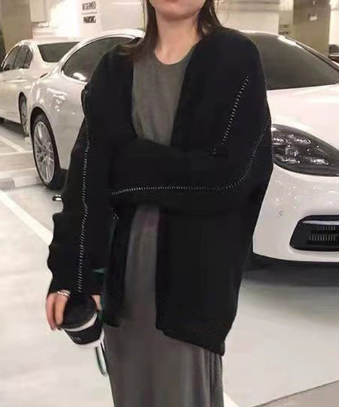 ニットカーディガン レディース アウター ゆったり 韓国風 トップス 羽織り vネックカーデ 体型カバー 長袖 中厚手 ドロップショルダー カーディガン 春秋冬 WANGYUE-002