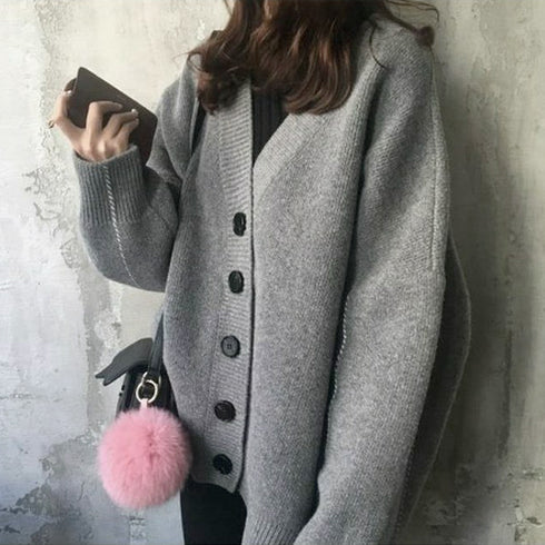 ニットカーディガン レディース アウター ゆったり 韓国風 トップス 羽織り vネックカーデ 体型カバー 長袖 中厚手 ドロップショルダー カーディガン 春秋冬 WANGYUE-002