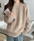 もちもちニットトップスきれいめセーター冬 チクチクしないニットレディース 大人可愛いセーター長袖 オフィスカジュアルトップス秋 着やせニットゆったりラウンドネック WANGYUE-041