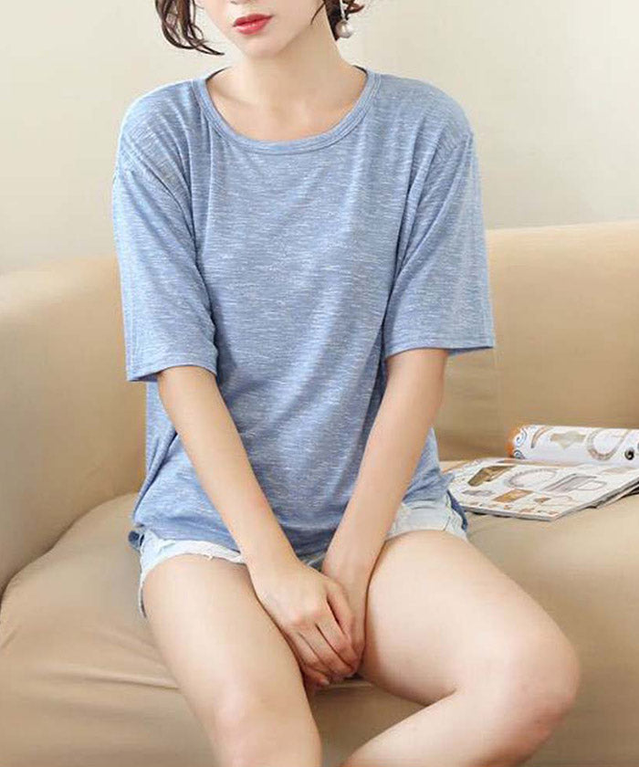 tシャツ レディース 半袖 カットソー 薄ブルー