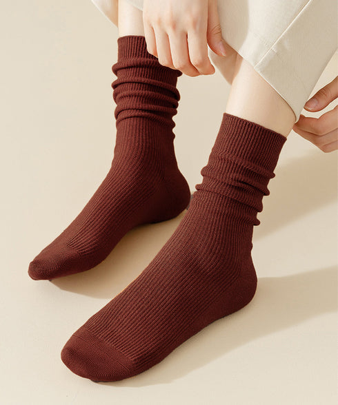 リブソックス レディース ミドル丈 靴下 無地綿混ソックス シンプル 通学靴下 レトロ カラーソックス カラバリ靴下 蒸れない カジュアルクルーソックス 春夏秋冬 ZUSH-001