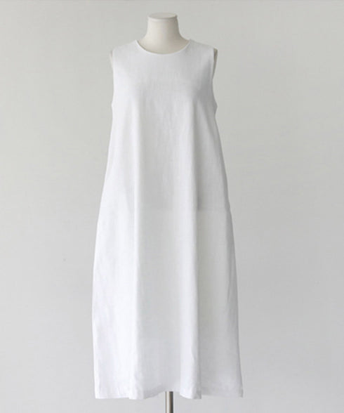 リネンワンピース ノースリーブ 韓国風夏 レディース ゆったり Aラインワンピース きれいめ 綿麻ワンピース ナチュラル タンクワンピース ロングワンピース着やせ AMYJ-6001