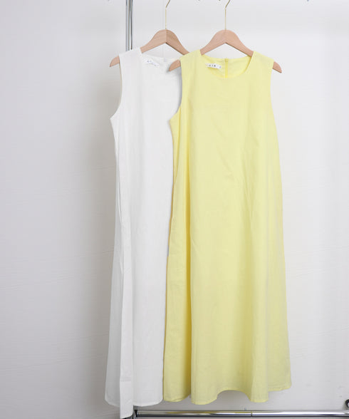 リネンワンピース ノースリーブ 韓国風夏 レディース ゆったり Aラインワンピース きれいめ 綿麻ワンピース ナチュラル タンクワンピース ロングワンピース着やせ AMYJ-6001