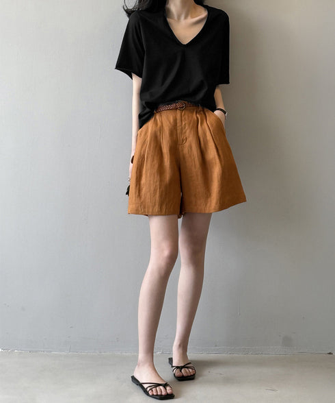 vネックtシャツ レディース 綿100% 抜け感 半袖カットソー ゆったり 着やせトップス春夏 涼しい 無地tシャツ シンプル 大人カジュアルトップス ベーシック AMYS-1070