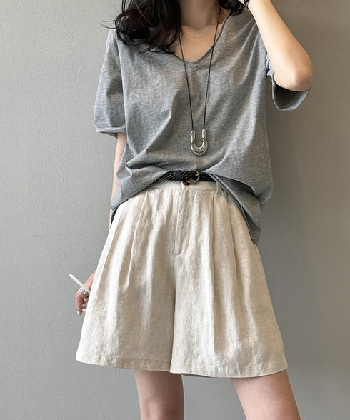 vネックtシャツ レディース 綿100% 抜け感 半袖カットソー ゆったり 着やせトップス春夏 涼しい 無地tシャツ シンプル 大人カジュアルトップス ベーシック AMYS-1070