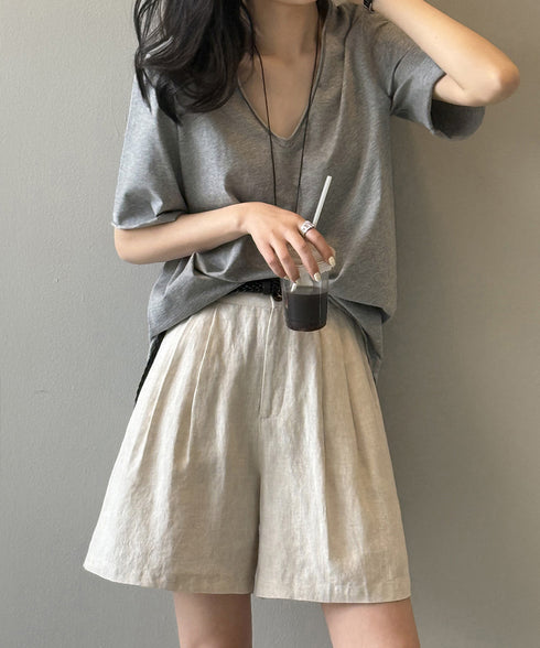 vネックtシャツ レディース 綿100% 抜け感 半袖カットソー ゆったり 着やせトップス春夏 涼しい 無地tシャツ シンプル 大人カジュアルトップス ベーシック AMYS-1070