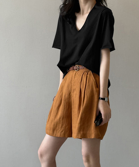 vネックtシャツ レディース 綿100% 抜け感 半袖カットソー ゆったり 着やせトップス春夏 涼しい 無地tシャツ シンプル 大人カジュアルトップス ベーシック AMYS-1070