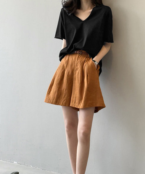 vネックtシャツ レディース 綿100% 抜け感 半袖カットソー ゆったり 着やせトップス春夏 涼しい 無地tシャツ シンプル 大人カジュアルトップス ベーシック AMYS-1070