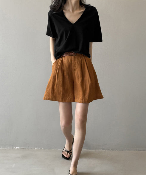 vネックtシャツ レディース 綿100% 抜け感 半袖カットソー ゆったり 着やせトップス春夏 涼しい 無地tシャツ シンプル 大人カジュアルトップス ベーシック AMYS-1070