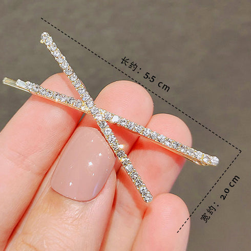 2点セット ヘアピン きらめき 2点セット ヘアピン きらめき ヘアアクセサリー ラインストーン ピン止め クロス シンプル ガールズ 前髪クリップ ASH-004