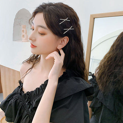 2点セット ヘアピン きらめき 2点セット ヘアピン きらめき ヘアアクセサリー ラインストーン ピン止め クロス シンプル ガールズ 前髪クリップ ASH-004