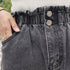 デニムパンツ レディース ハイウエスト デニムパンツ レディース ハイウエスト ショーパン ロールアップ ワイドショートパンツ ゆったり クラッシュ BONS-002