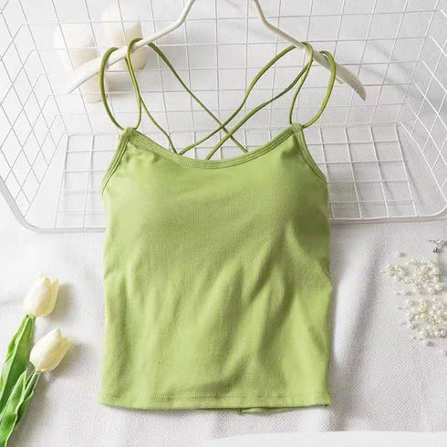 背中あき キャミソール パッド付き 背中あき キャミソール パッド付き バックオープン バッククロス キャミソール CAIHONG-001