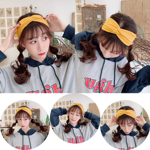 リブ へアバンド レディース 幅広 リブ へアバンド レディース 幅広 ヘアアクセサリー 洗顔 ターバンバンド 髪留め クロスターバン 無地 CHENGXIN-001