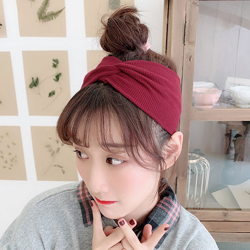 リブ へアバンド レディース 幅広 リブ へアバンド レディース 幅広 ヘアアクセサリー 洗顔 ターバンバンド 髪留め クロスターバン 無地 CHENGXIN-001