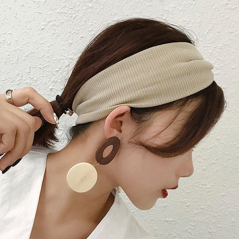 リブ へアバンド レディース 幅広 リブ へアバンド レディース 幅広 ヘアアクセサリー 洗顔 ターバンバンド 髪留め クロスターバン 無地 CHENGXIN-001