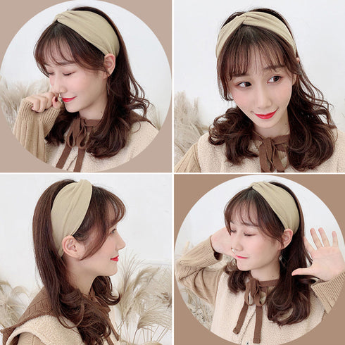 リブ へアバンド レディース 幅広 リブ へアバンド レディース 幅広 ヘアアクセサリー 洗顔 ターバンバンド 髪留め クロスターバン 無地 CHENGXIN-001