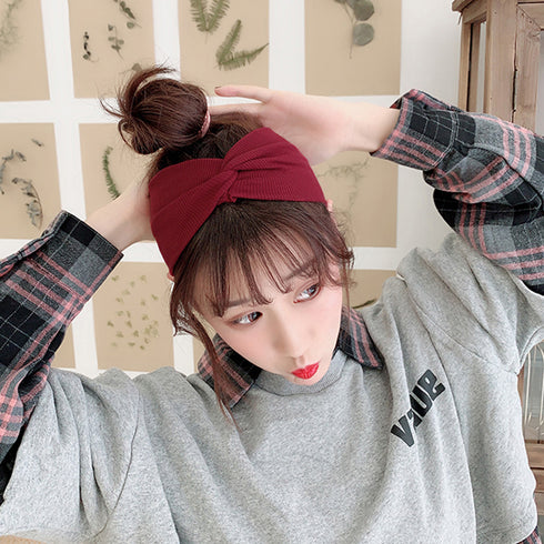 リブ へアバンド レディース 幅広 リブ へアバンド レディース 幅広 ヘアアクセサリー 洗顔 ターバンバンド 髪留め クロスターバン 無地 CHENGXIN-001