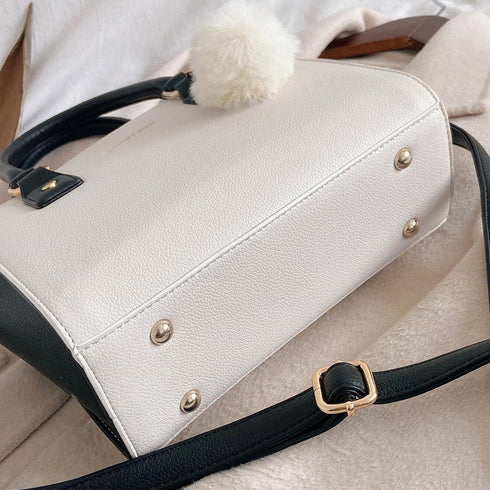 斜めがけバッグ ファーチャーム付き 斜めがけバッグ ファーチャーム付き ミニハンドバッグ オフィス トートバッグ GRUN-003