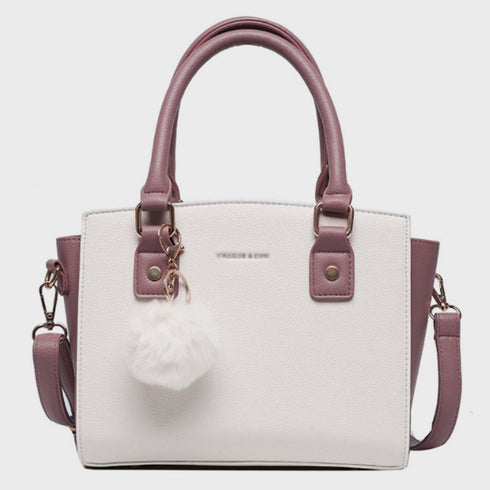 斜めがけバッグ ファーチャーム付き 斜めがけバッグ ファーチャーム付き ミニハンドバッグ オフィス トートバッグ GRUN-003