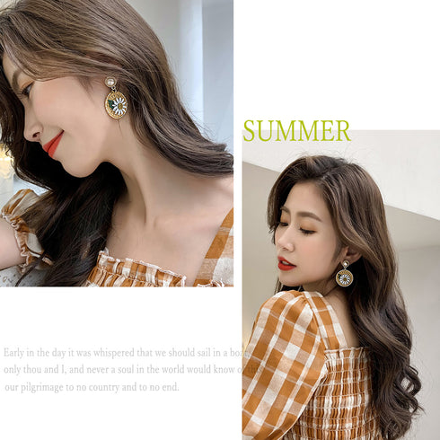 大ぶり ピアス フラワー パール 大ぶり ピアス フラワー パール ピアス ぶら下がり サークルピアス レディース 大人 アクセサリー ピアス 揺れる HHSP-004