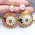 大ぶり ピアス フラワー パール 大ぶり ピアス フラワー パール ピアス ぶら下がり サークルピアス レディース 大人 アクセサリー ピアス 揺れる HHSP-004