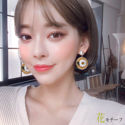 大ぶり ピアス フラワー パール 大ぶり ピアス フラワー パール ピアス ぶら下がり サークルピアス レディース 大人 アクセサリー ピアス 揺れる HHSP-004