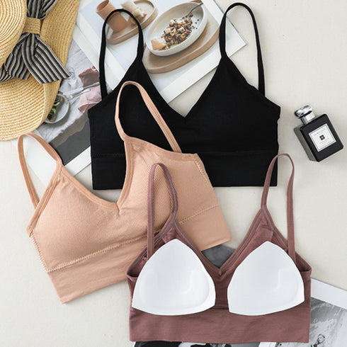 ショート丈 リブ キャミソール ショート丈 リブ キャミソール カップ付き おしゃれ vネック キャミソール インナー ビスチェ キャミ ベアトップブラ HONGJUN-001