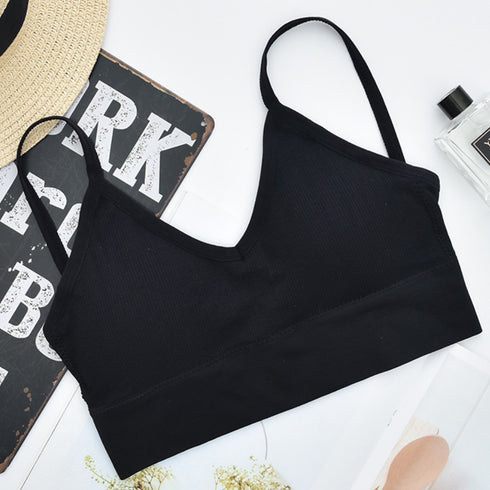 ショート丈 リブ キャミソール ショート丈 リブ キャミソール カップ付き おしゃれ vネック キャミソール インナー ビスチェ キャミ ベアトップブラ HONGJUN-001