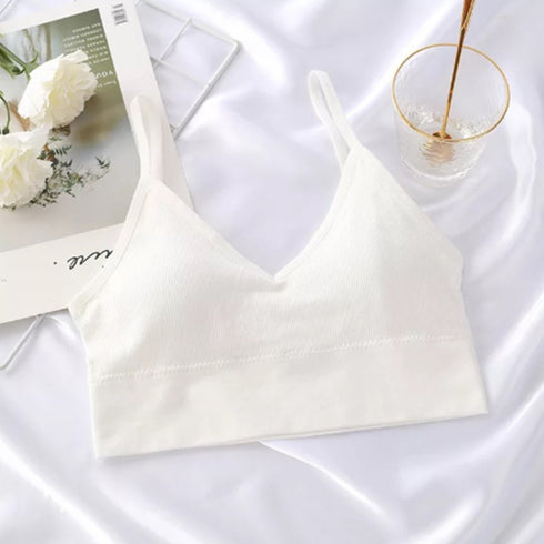 ショート丈 リブ キャミソール ショート丈 リブ キャミソール カップ付き おしゃれ vネック キャミソール インナー ビスチェ キャミ ベアトップブラ HONGJUN-001