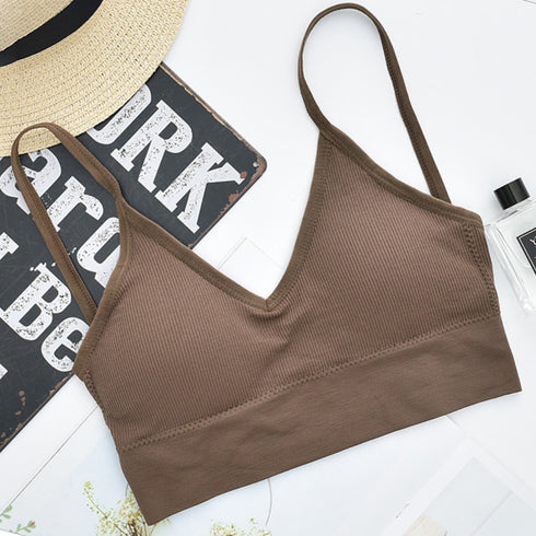 ショート丈 リブ キャミソール ショート丈 リブ キャミソール カップ付き おしゃれ vネック キャミソール インナー ビスチェ キャミ ベアトップブラ HONGJUN-001