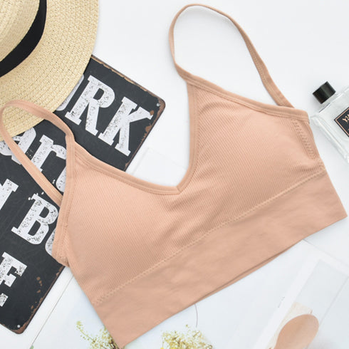 ショート丈 リブ キャミソール ショート丈 リブ キャミソール カップ付き おしゃれ vネック キャミソール インナー ビスチェ キャミ ベアトップブラ HONGJUN-001