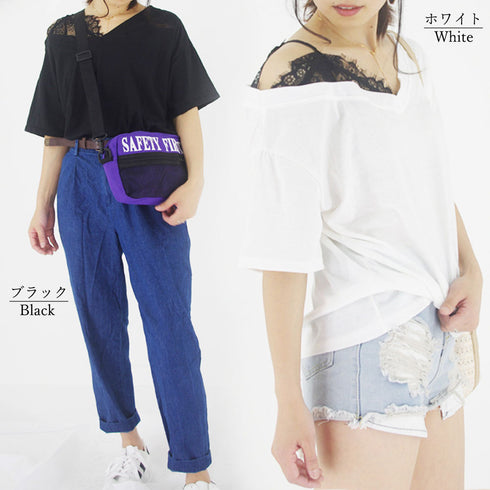 オフショルダー トップス 半袖 オフショルダー トップス 半袖 レディース 春夏 ワンショルダー Tシャツ 半袖 HSYR-004