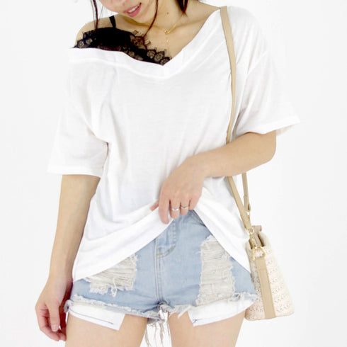オフショルダー トップス 半袖 オフショルダー トップス 半袖 レディース 春夏 ワンショルダー Tシャツ 半袖 HSYR-004