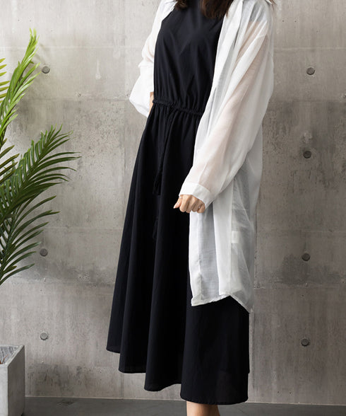 リネン風ワンピース レディース 春夏半袖 フレンチスリーブ チェック柄 ロングワンピース ハイウエスト Aラインワンピース クルーネック 体型カバー 綿麻風ワンピ HYUNER-001