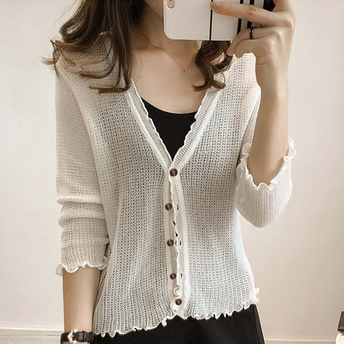 ニットカーディガン レディース 長袖 ニットカーディガン レディース 長袖 薄手 カーディガン vネック サマーニット冷房対策 羽織 JJIA-001