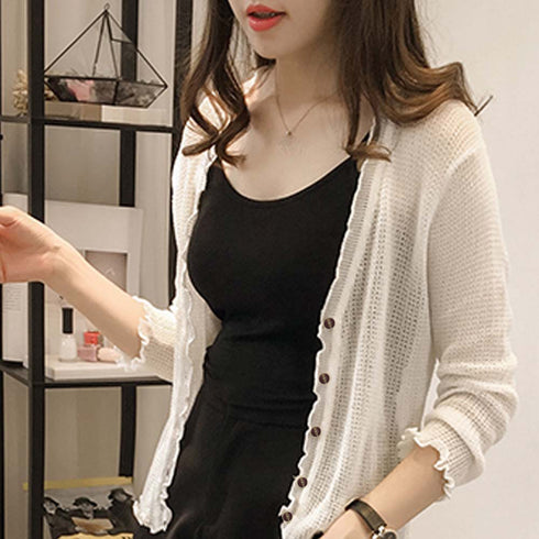 ニットカーディガン レディース 長袖 ニットカーディガン レディース 長袖 薄手 カーディガン vネック サマーニット冷房対策 羽織 JJIA-001