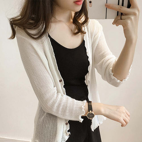 ニットカーディガン レディース 長袖 ニットカーディガン レディース 長袖 薄手 カーディガン vネック サマーニット冷房対策 羽織 JJIA-001
