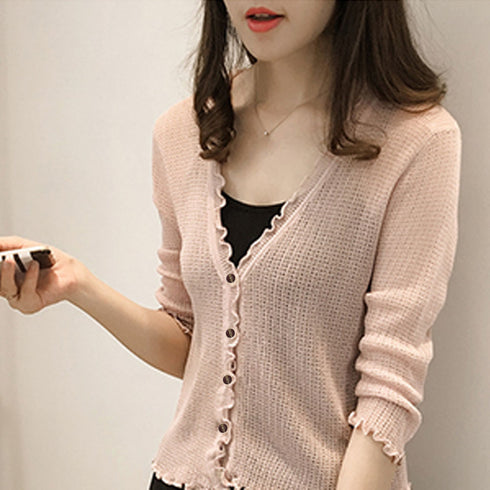 ニットカーディガン レディース 長袖 ニットカーディガン レディース 長袖 薄手 カーディガン vネック サマーニット冷房対策 羽織 JJIA-001