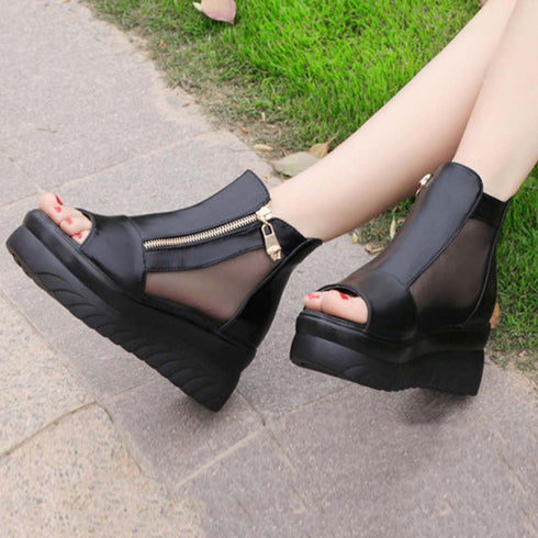 オープントゥ ブーツサンダル レディース 歩きやすい 厚底サンダル 疲れない おしゃれ 美脚脚長サンダル 韓国夏 シアーブーツ 痛くない シューズ 軽量靴 涼しい MENGH-001