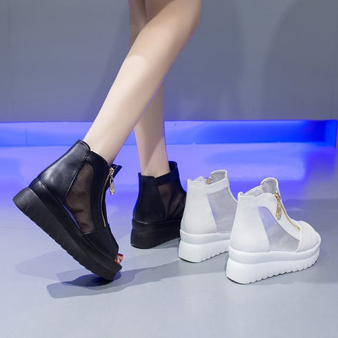 オープントゥ ブーツサンダル レディース 歩きやすい 厚底サンダル 疲れない おしゃれ 美脚脚長サンダル 韓国夏 シアーブーツ 痛くない シューズ 軽量靴 涼しい MENGH-001