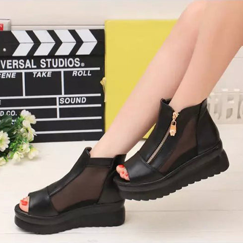 オープントゥ ブーツサンダル レディース 歩きやすい 厚底サンダル 疲れない おしゃれ 美脚脚長サンダル 韓国夏 シアーブーツ 痛くない シューズ 軽量靴 涼しい MENGH-001