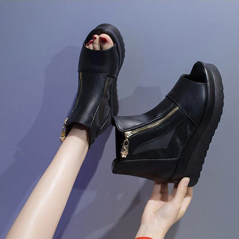 オープントゥ ブーツサンダル レディース 歩きやすい 厚底サンダル 疲れない おしゃれ 美脚脚長サンダル 韓国夏 シアーブーツ 痛くない シューズ 軽量靴 涼しい MENGH-001